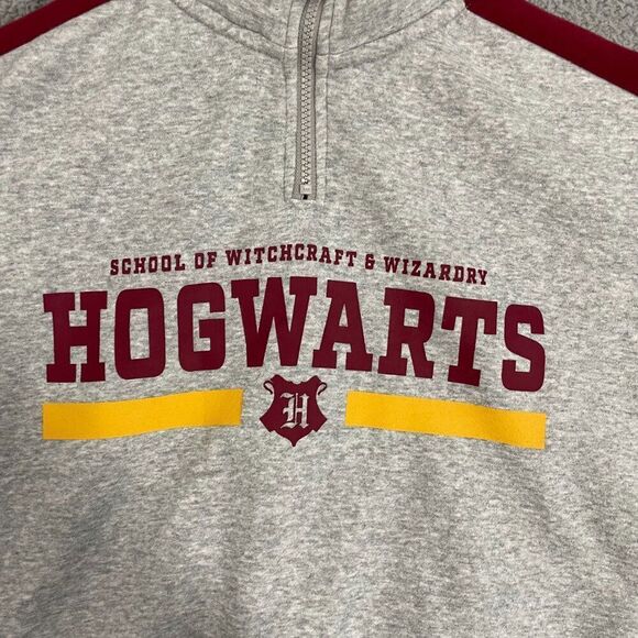 Harry Potter x H&M Hogwarts Sweatshirt Girls 20 Gray 1/4 Zip Cropped‎ Pullover - Picture 3 of 10